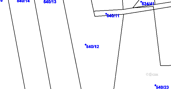 Parcela st. 540/12 v KÚ Chlumany, Katastrální mapa