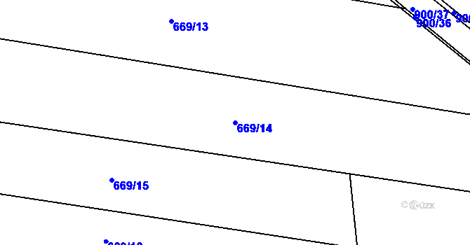 Parcela st. 669/14 v KÚ Chlumany, Katastrální mapa