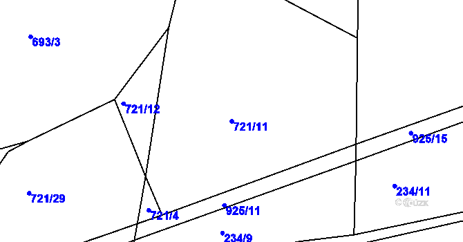 Parcela st. 721/11 v KÚ Chlumany, Katastrální mapa