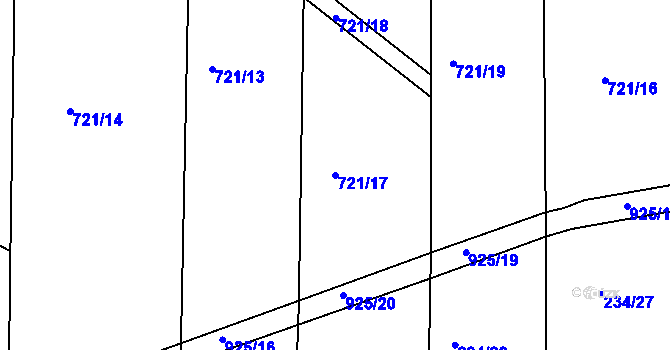 Parcela st. 721/17 v KÚ Chlumany, Katastrální mapa