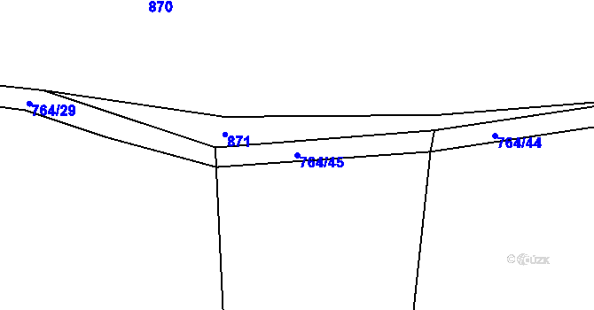 Parcela st. 764/45 v KÚ Chlumany, Katastrální mapa