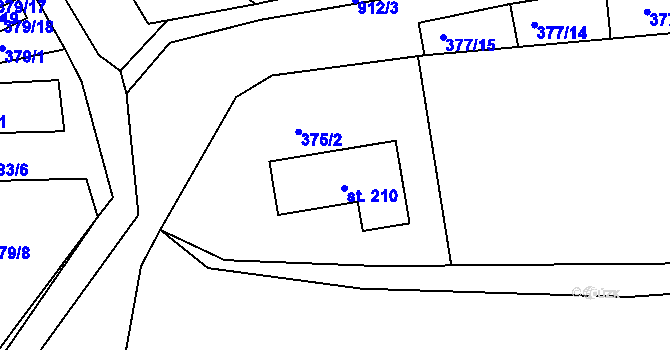 Parcela st. 375/2 v KÚ Chlumany, Katastrální mapa