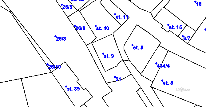 Parcela st. 9 v KÚ Pěčnov, Katastrální mapa