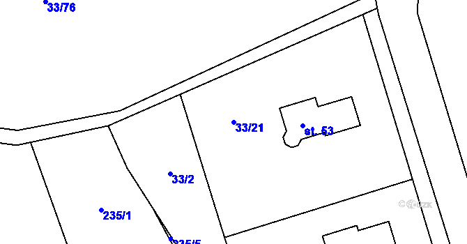 Parcela st. 33/21 v KÚ Pěčnov, Katastrální mapa