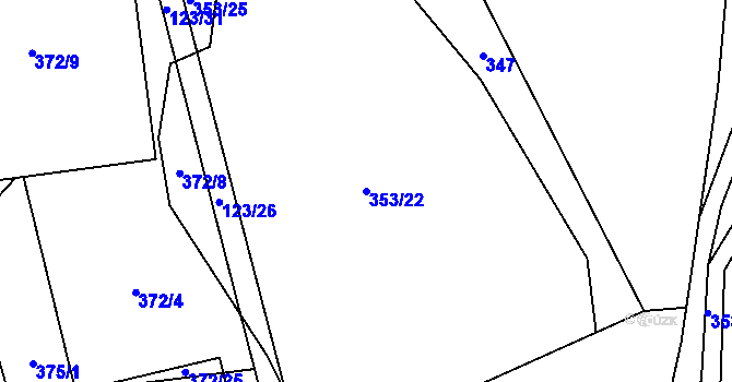 Parcela st. 353/22 v KÚ Pěčnov, Katastrální mapa
