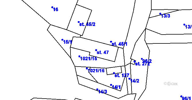 Parcela st. 47 v KÚ Chlumčany u Přeštic, Katastrální mapa