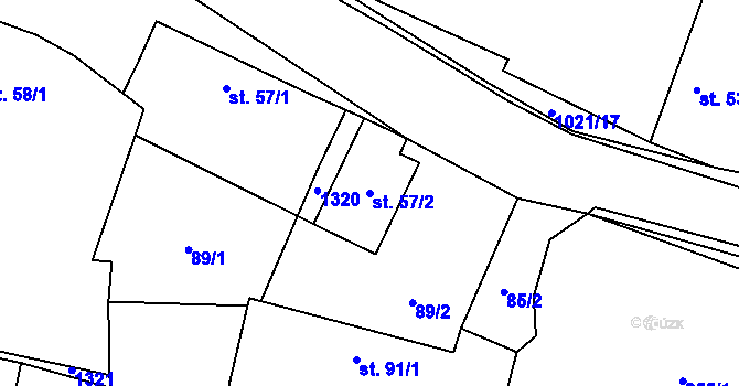 Parcela st. 57/2 v KÚ Chlumčany u Přeštic, Katastrální mapa