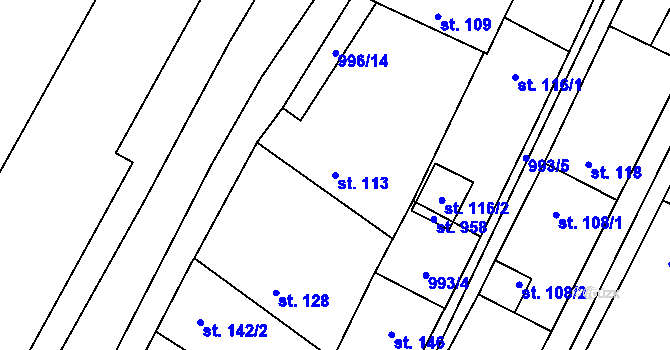 Parcela st. 113 v KÚ Chlumčany u Přeštic, Katastrální mapa
