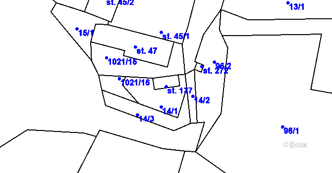 Parcela st. 137 v KÚ Chlumčany u Přeštic, Katastrální mapa
