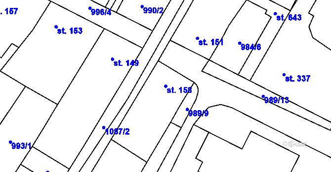 Parcela st. 158 v KÚ Chlumčany u Přeštic, Katastrální mapa