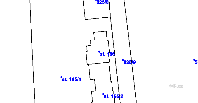 Parcela st. 166 v KÚ Chlumčany u Přeštic, Katastrální mapa