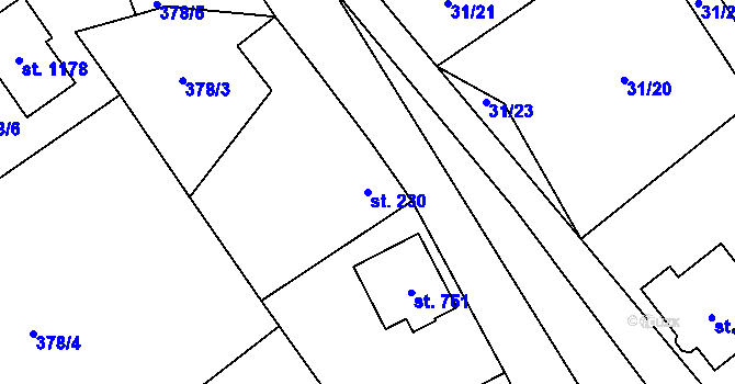 Parcela st. 230 v KÚ Chlumčany u Přeštic, Katastrální mapa