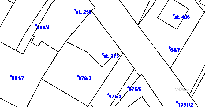 Parcela st. 273 v KÚ Chlumčany u Přeštic, Katastrální mapa