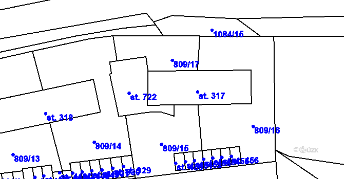 Parcela st. 317 v KÚ Chlumčany u Přeštic, Katastrální mapa