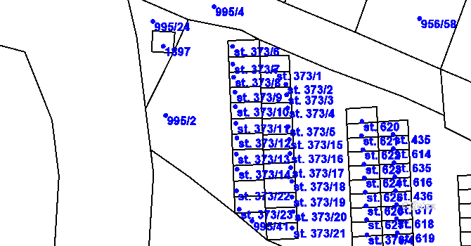 Parcela st. 373/11 v KÚ Chlumčany u Přeštic, Katastrální mapa