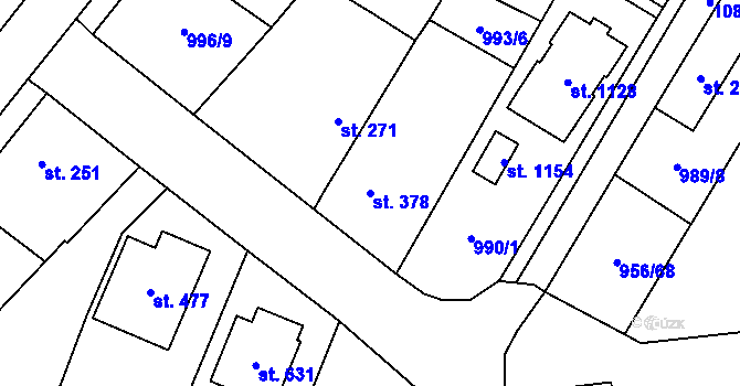 Parcela st. 378 v KÚ Chlumčany u Přeštic, Katastrální mapa