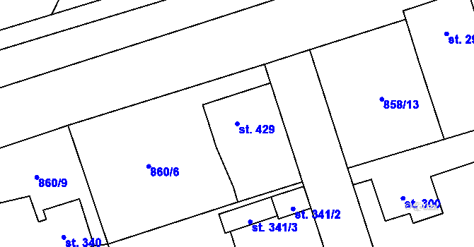 Parcela st. 429 v KÚ Chlumčany u Přeštic, Katastrální mapa