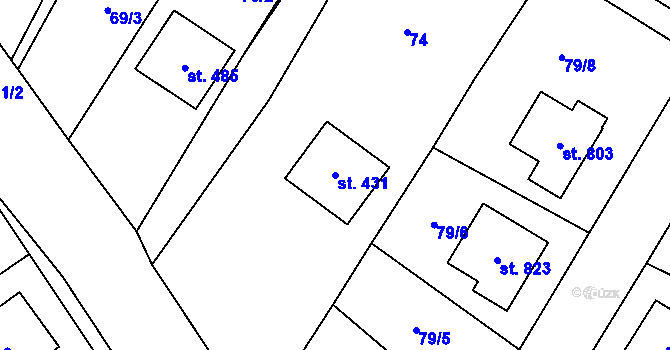 Parcela st. 431 v KÚ Chlumčany u Přeštic, Katastrální mapa