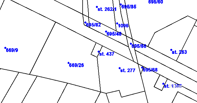 Parcela st. 437 v KÚ Chlumčany u Přeštic, Katastrální mapa