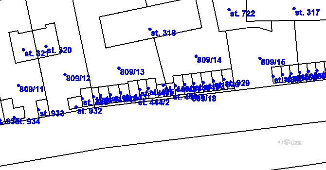 Parcela st. 446/2 v KÚ Chlumčany u Přeštic, Katastrální mapa
