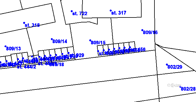 Parcela st. 450 v KÚ Chlumčany u Přeštic, Katastrální mapa