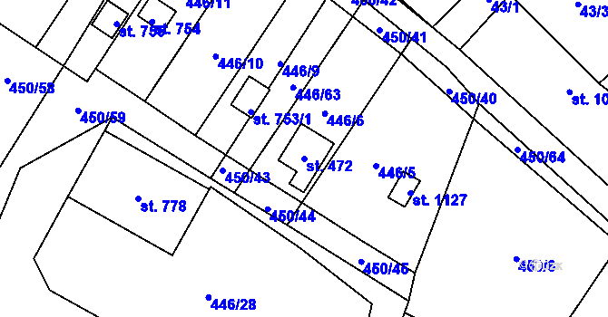 Parcela st. 472 v KÚ Chlumčany u Přeštic, Katastrální mapa