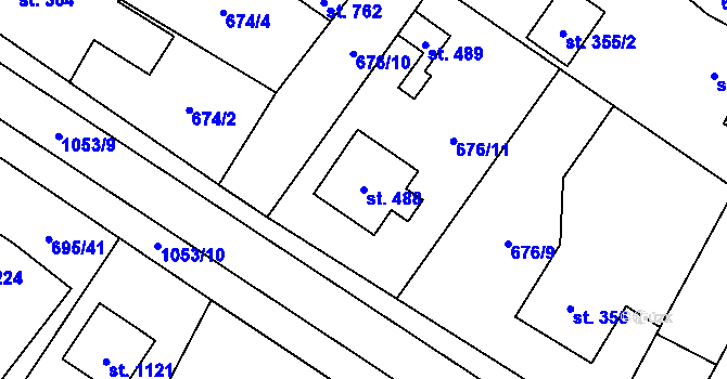 Parcela st. 488 v KÚ Chlumčany u Přeštic, Katastrální mapa