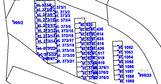 Parcela st. 624 v KÚ Chlumčany u Přeštic, Katastrální mapa