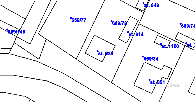 Parcela st. 629 v KÚ Chlumčany u Přeštic, Katastrální mapa