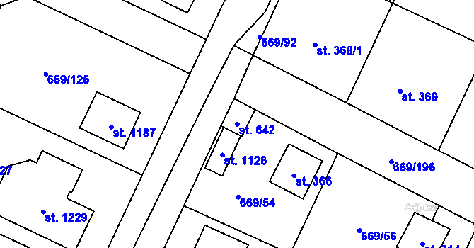 Parcela st. 642 v KÚ Chlumčany u Přeštic, Katastrální mapa