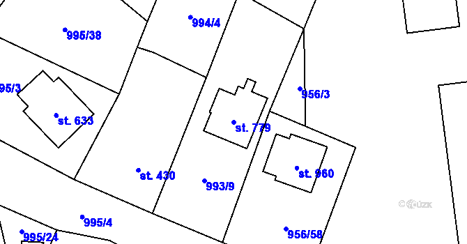 Parcela st. 779 v KÚ Chlumčany u Přeštic, Katastrální mapa
