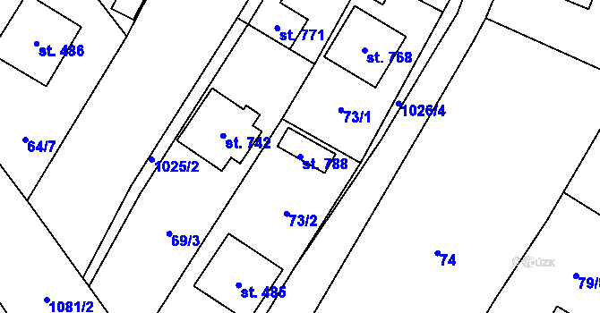 Parcela st. 788 v KÚ Chlumčany u Přeštic, Katastrální mapa