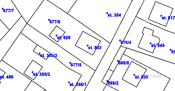 Parcela st. 802 v KÚ Chlumčany u Přeštic, Katastrální mapa