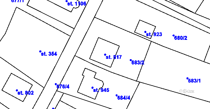Parcela st. 817 v KÚ Chlumčany u Přeštic, Katastrální mapa