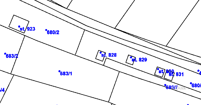 Parcela st. 828 v KÚ Chlumčany u Přeštic, Katastrální mapa