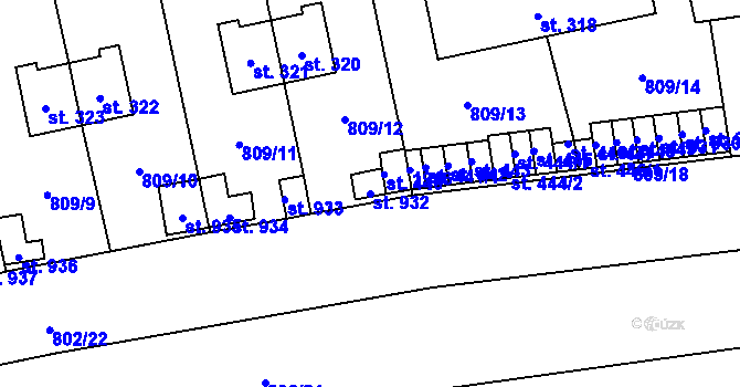 Parcela st. 932 v KÚ Chlumčany u Přeštic, Katastrální mapa
