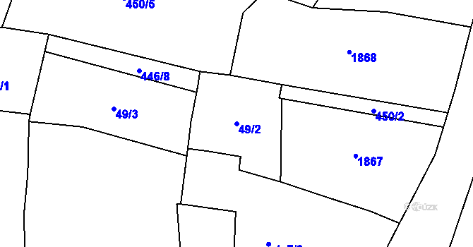 Parcela st. 49/2 v KÚ Chlumčany u Přeštic, Katastrální mapa