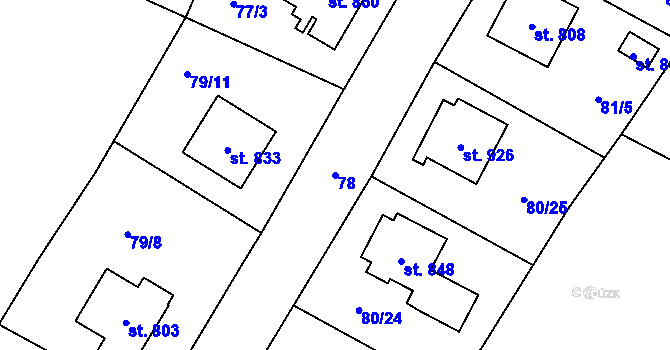 Parcela st. 78 v KÚ Chlumčany u Přeštic, Katastrální mapa
