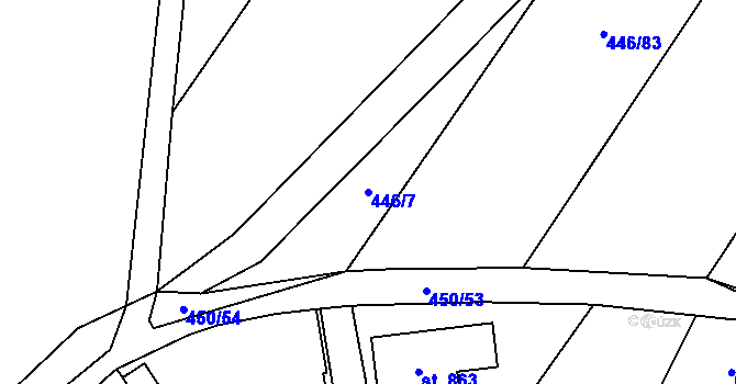 Parcela st. 446/7 v KÚ Chlumčany u Přeštic, Katastrální mapa