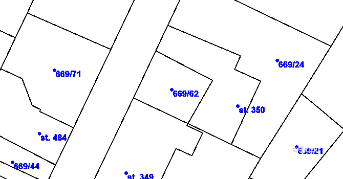 Parcela st. 669/62 v KÚ Chlumčany u Přeštic, Katastrální mapa