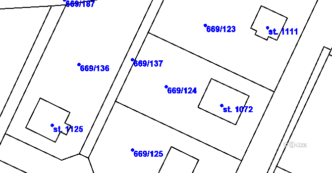 Parcela st. 669/124 v KÚ Chlumčany u Přeštic, Katastrální mapa