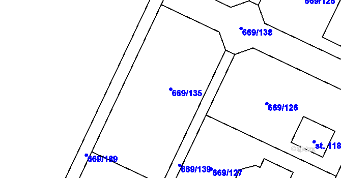 Parcela st. 669/135 v KÚ Chlumčany u Přeštic, Katastrální mapa