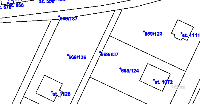Parcela st. 669/137 v KÚ Chlumčany u Přeštic, Katastrální mapa