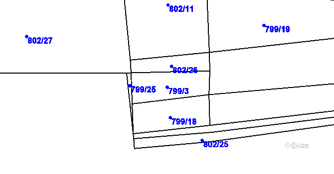 Parcela st. 799/3 v KÚ Chlumčany u Přeštic, Katastrální mapa