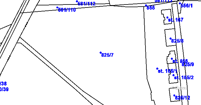 Parcela st. 825/7 v KÚ Chlumčany u Přeštic, Katastrální mapa