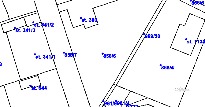 Parcela st. 858/6 v KÚ Chlumčany u Přeštic, Katastrální mapa