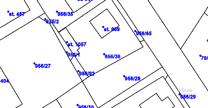 Parcela st. 956/36 v KÚ Chlumčany u Přeštic, Katastrální mapa