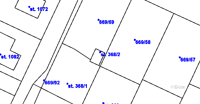 Parcela st. 368/2 v KÚ Chlumčany u Přeštic, Katastrální mapa