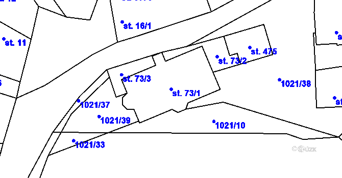 Parcela st. 73/1 v KÚ Chlumčany u Přeštic, Katastrální mapa