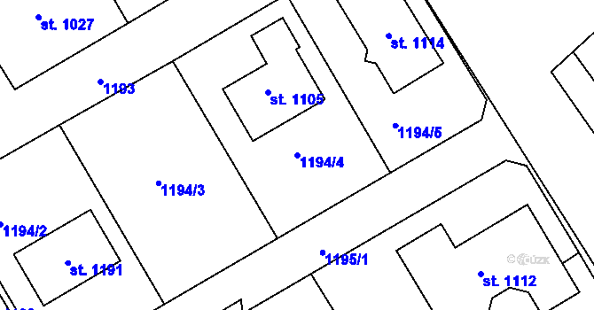 Parcela st. 1194/4 v KÚ Chlumčany u Přeštic, Katastrální mapa